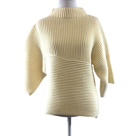 3/$20 JOA Cream Ribbed Knit Half Sleeve Sweater Top Womens XS Mock Neck - Picture 2 of 11